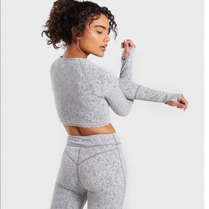 NWT Gymshark XS long sleeve Fleur croptop charcoal